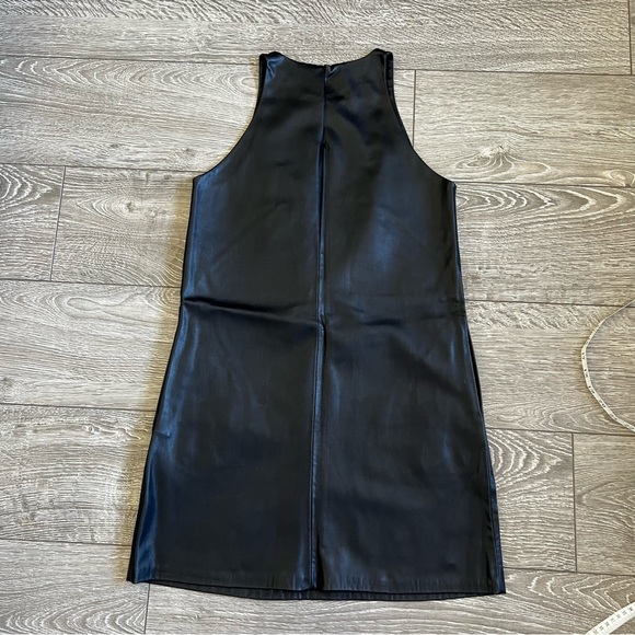 ZARA BASIC black faux leather shift dress with studs at the neckline Style 862 - Picture 6 of 16